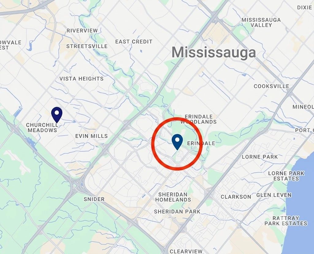 Broad Hollow Gate location map, Mississauga